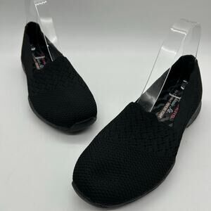 Skechers‎ Flats Womens 7 Black Knit Seager Stat Air Cooled Memory Foam Slip On